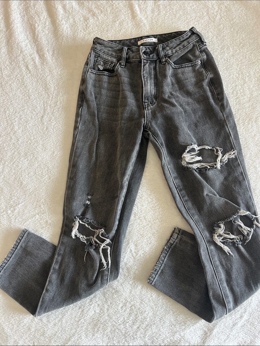 PacSun Women's Distressed Boyfriend Jeans - Charcoal
